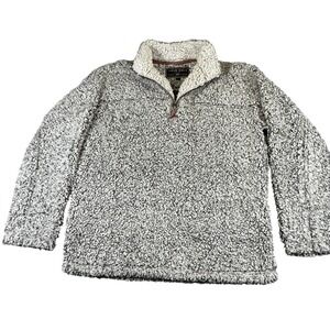 True Grit Sherpa Pullover Jacket Men's M Gray Quarter Zip Fleece Cozy